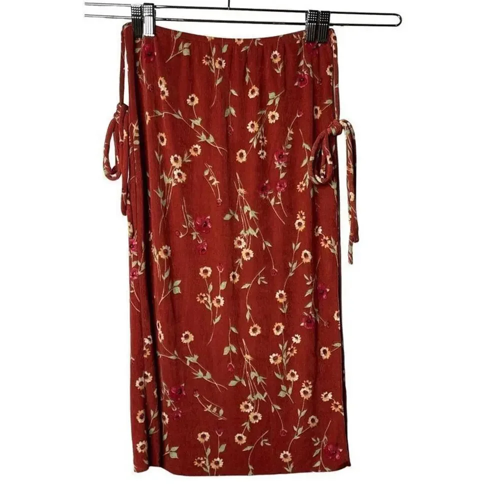 Danielle Bernstein By WeWoreWhat Roses And Daisies‎ Pull On Tie Skirt Small New